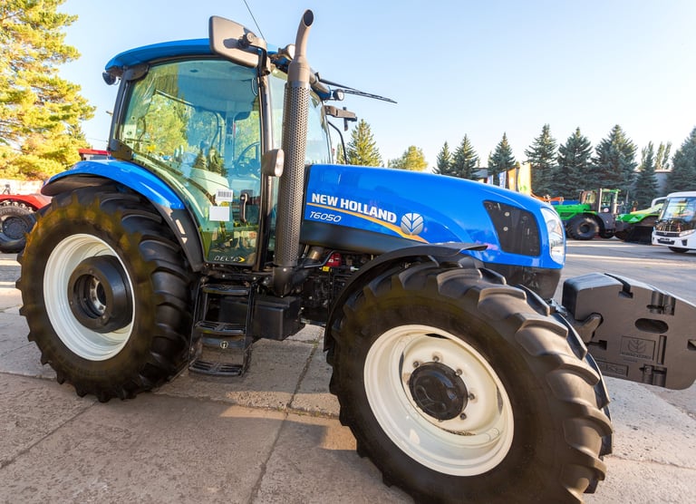 Vintage New Holland tractor exhibited at agricultural exhibition