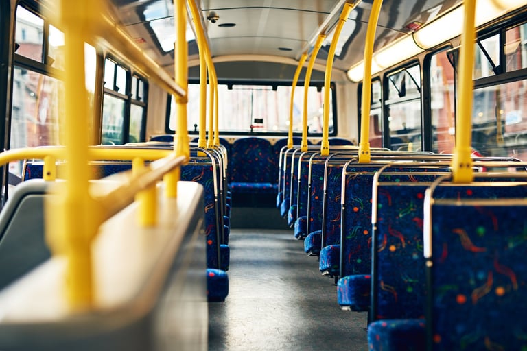 Empty seats on a public bus