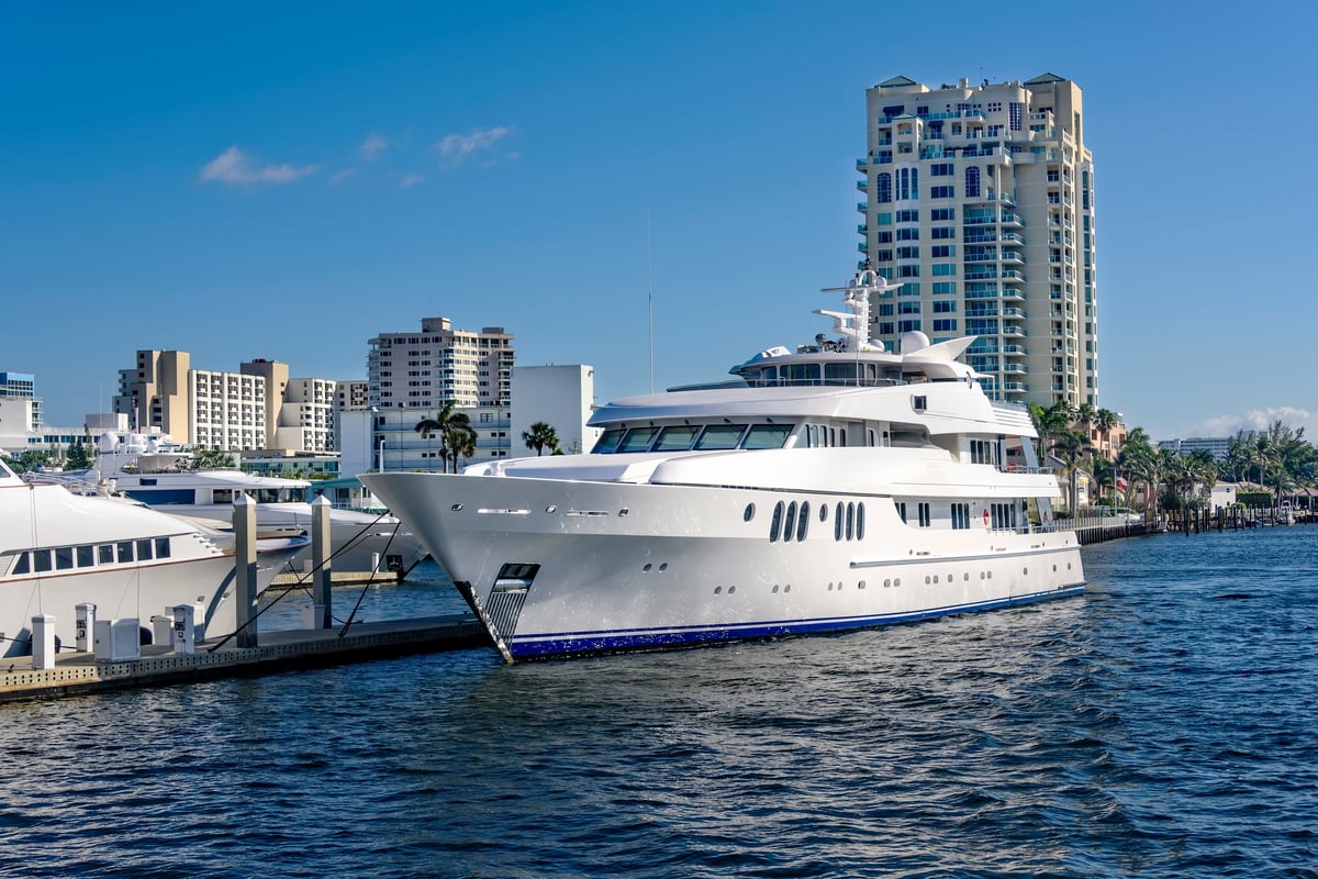 Ft Lauderdale's intercoastal waterway with yachts and high cost real estate