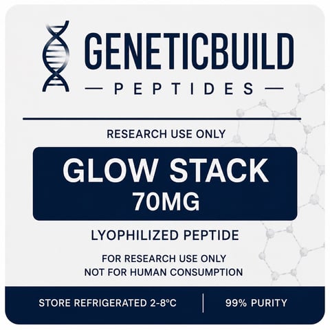 GeneticBuild Peptides Glow Stack 70mg lyophilized peptide label for research use only