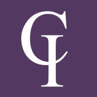 White stylized G and I monogram logo on purple background