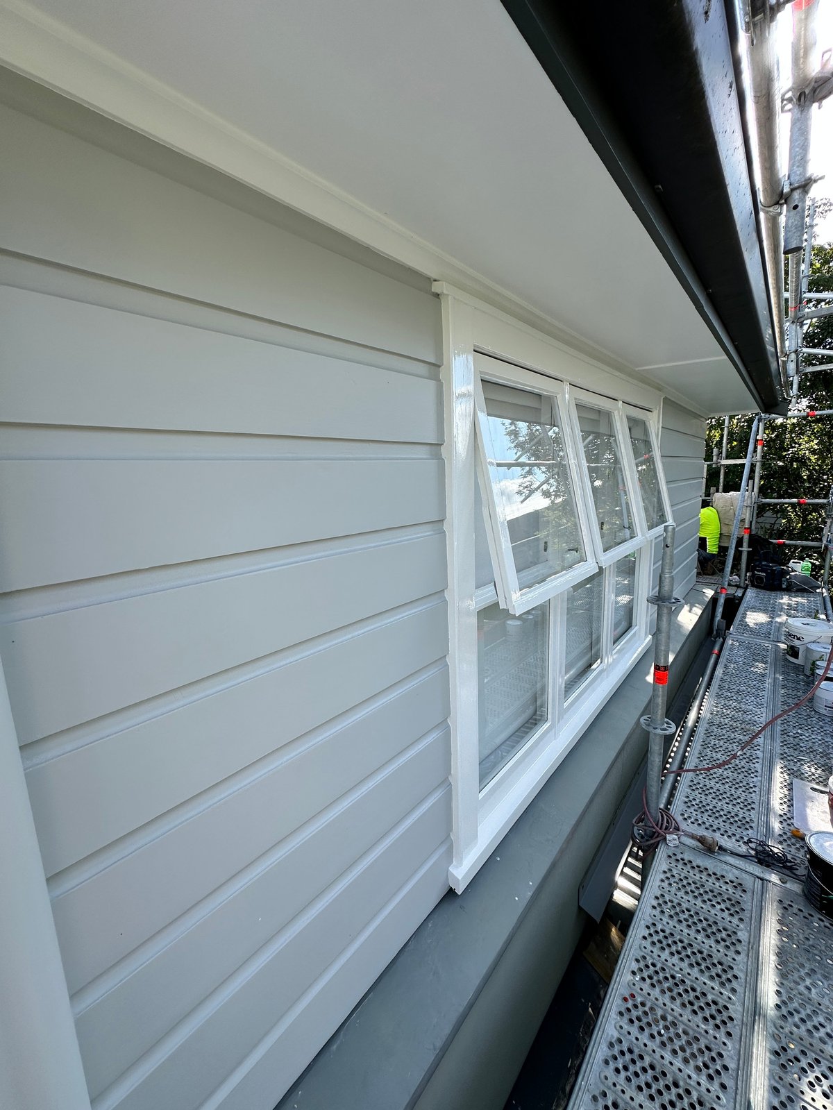 Completed Parnell exterior with new horizontal weatherboards, new joinery units and fresh paint