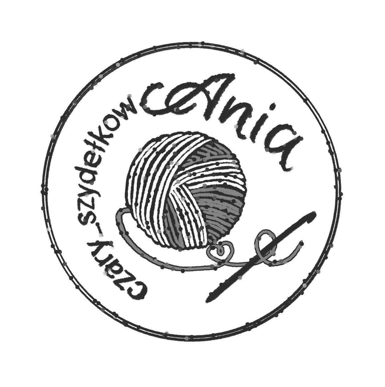 Circular logo with text Craft Knit Szyderkowcynia featuring a yarn ball and scissors illustration