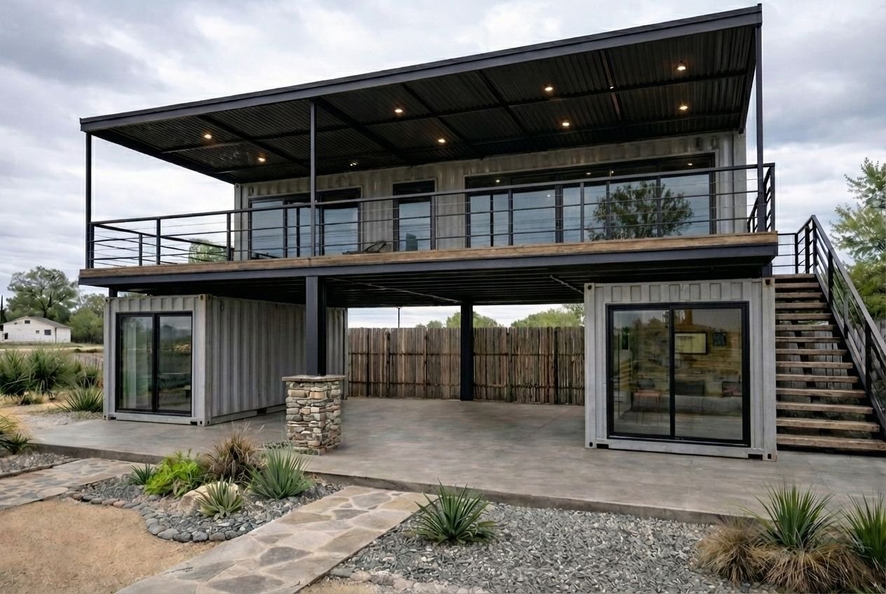 Casa contenedor dos pisos con terraza