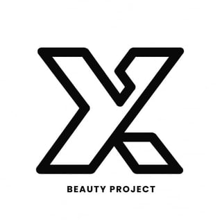 Beauty Project logo featuring a geometric X symbol in black with text below