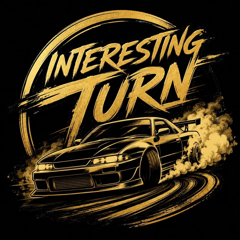 Gold sports car drifting with smoke