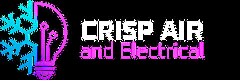 Crisp Air and Electrical logo featuring a turquoise snowflake and purple lightbulb icon