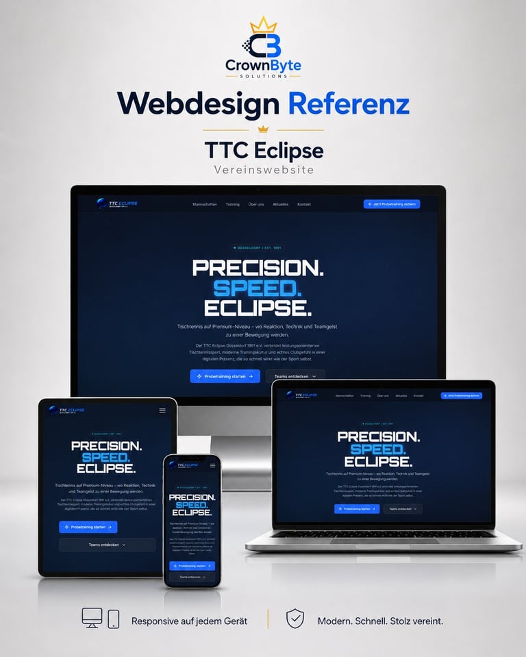 Responsive Webdesign für TTC Eclipse Vereinswebsite – Desktop, Tablet und Mobile
