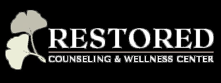 Restored Counseling and Wellness Center logo with ginkgo leaf design