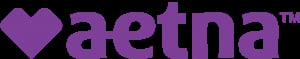 Aetna logo featuring a purple heart symbol with company name in purple text
