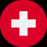 Swiss flag featuring a white cross on a red circular background