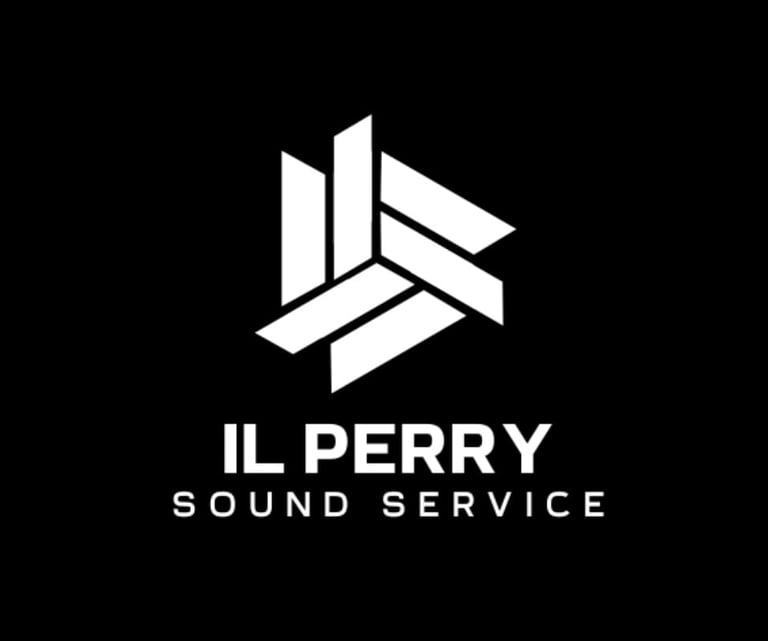 IL Perry Sound Service logo featuring geometric white chevron design on black background