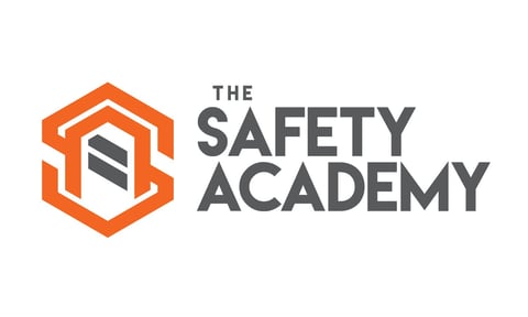 The Safety Academy logo with orange hexagon symbol and gray text