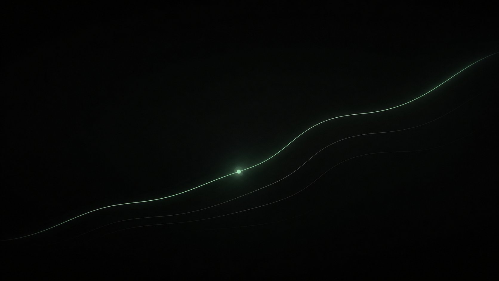 Glowing curved lines on dark background with a bright point of light in the center