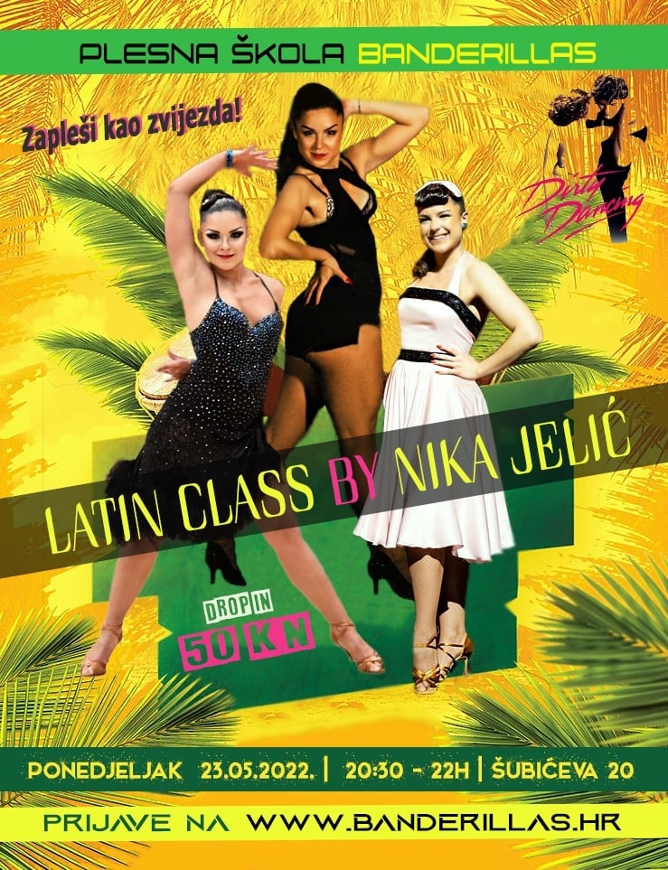 Plakat plesnog sata latino plesova s instruktoricom Nikom Jelić u Plesnoj školi Banderillas