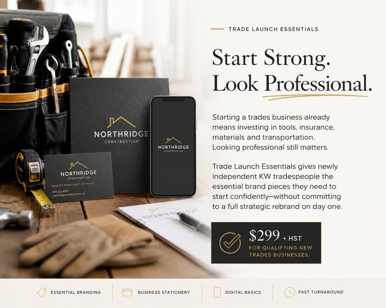 Trade Launch Essentials — professional brand identity package for newly independent trades businesses