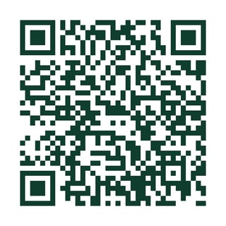 Dark green and white QR code with three position markers, scannable barcode pattern