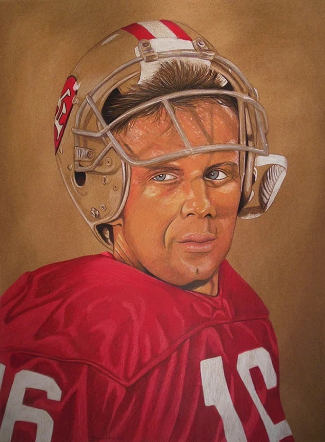 Brent Naughton, Joe Montana 49ers portrait.