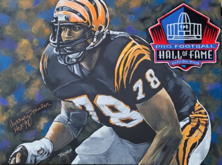 Mark Thesken, Anthony Muñoz Pro Football Hall of Fame portrait signed