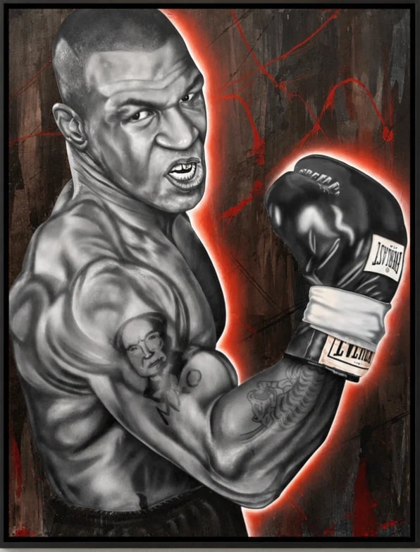 Peyton Lewis, Mike Tyson portrait, acrylic on canvas.