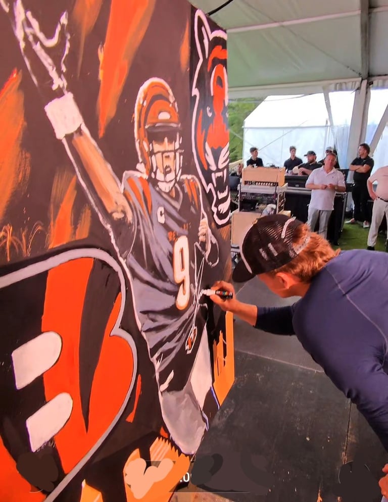 Mark Thesken, Joe Burrow signing live speed painting