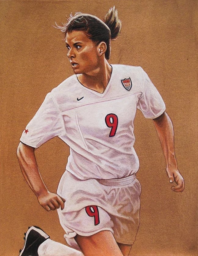 Brent Naughton, Mia Hamm USA soccer portrait.