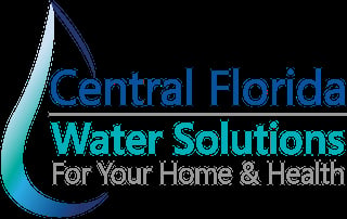 Central Florida Water Solutions logo with blue water droplet and company tagline For Your Home & Health