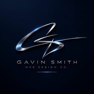 Gavin Smith Web Design Co. logo with silver and blue metallic stylized lettering