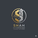 Shah Enterprises logo featuring geometric gold and gray 3D shapes