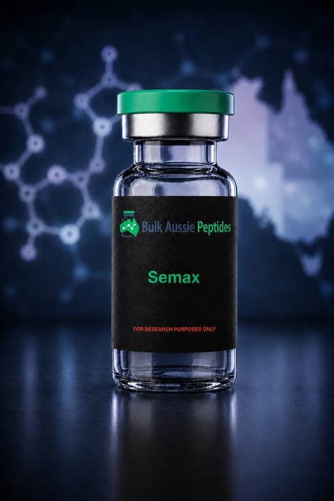 Semax research peptide vial: laboratory photography, Australian research supply