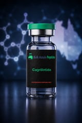 Cagrilintide research peptide vial: laboratory photography, Australian research supply