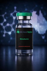 Melatonin research peptide vial: laboratory photography, Australian research supply