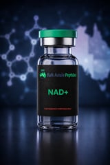 NAD+ research peptide vial: laboratory photography, Australian research supply