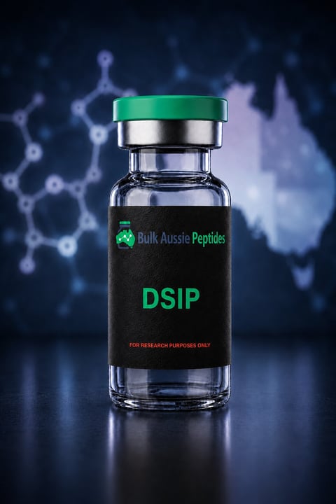 DSIP research peptide vial: laboratory photography, Australian research supply
