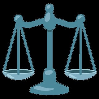Illustration of a balanced scale symbolizing justice, equality, and fairness with two equal pans suspended from a central beam