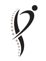 Stylized abstract logo featuring curved black lines with a dot accent and decorative dots forming a flowing vertical design