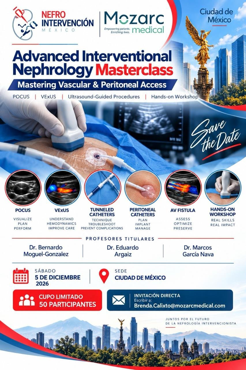 Poster for Advanced Interventional Nephrology Masterclass on vascular and peritoneal access in Mexico City, December 5, 2026