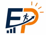 Emprendedor Práctico logo with stylized EP and an upward arrow symbolizing business growth