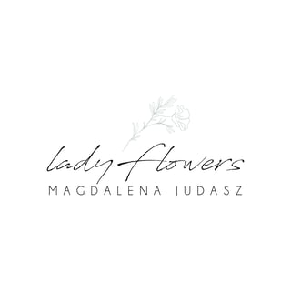 Lady Flowers logo with delicate floral line drawing and Magdalena Judasz name text
