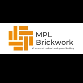 MPL Brickwork logo with orange brick pattern design and tagline about brickwork and general building services