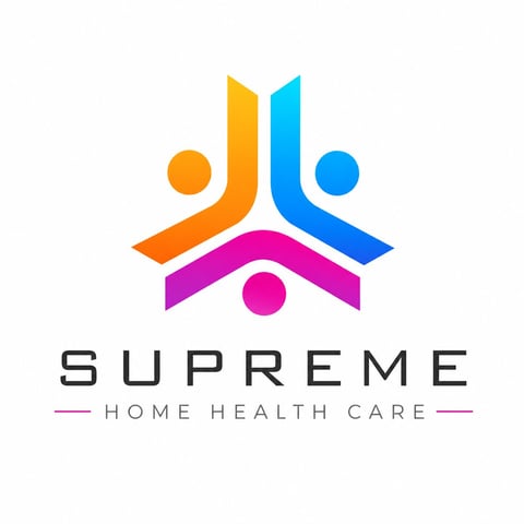 Supreme Home Health Care logo featuring colorful geometric design with stylized people and text