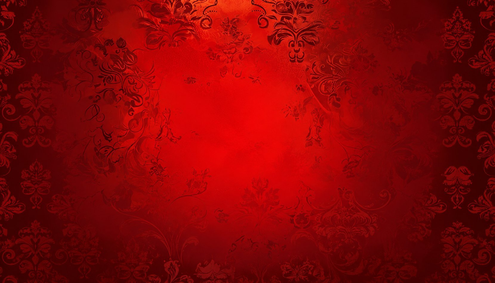Red damask pattern background with gradient from bright center to darker edges