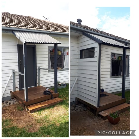 House exterior renovation before and after - improved roofing and updated entrance by Geelong handyman