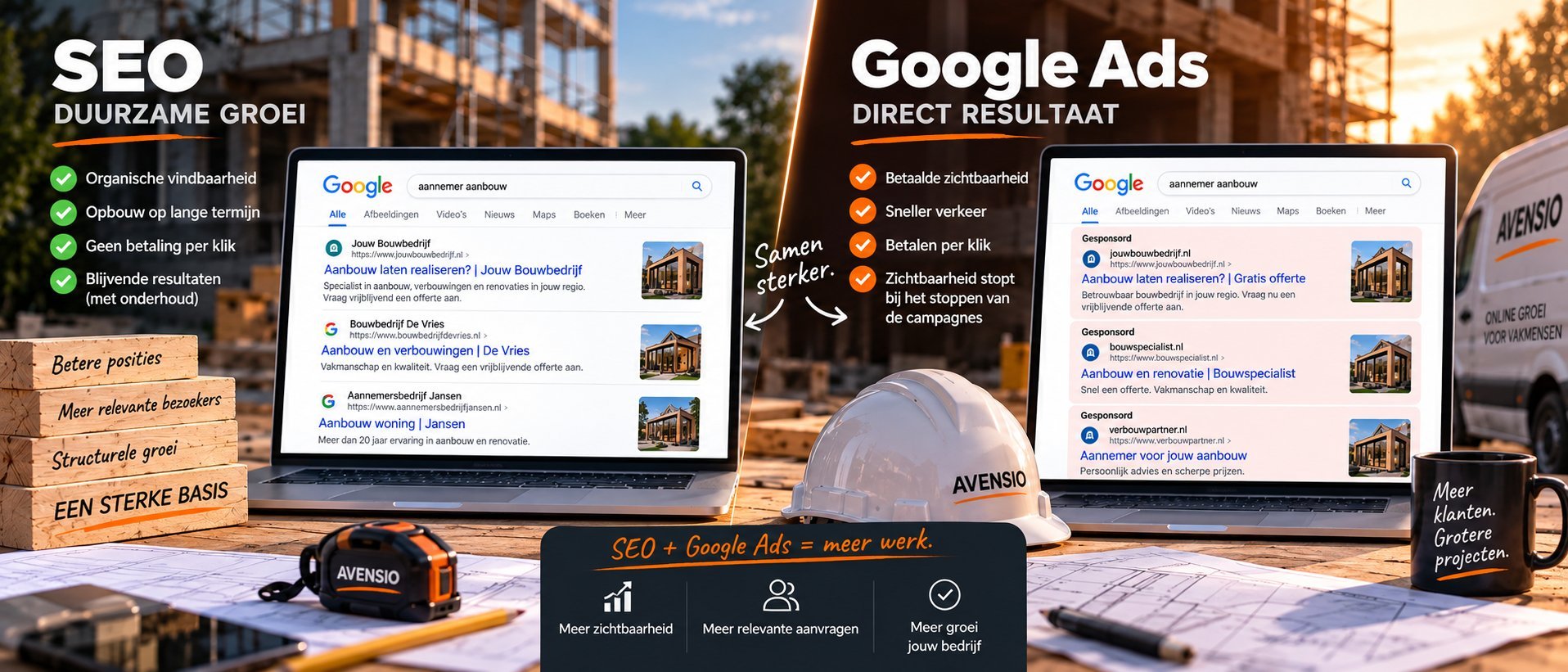 SEO versus Google Ads voor bouwbedrijven en vakbedrijven