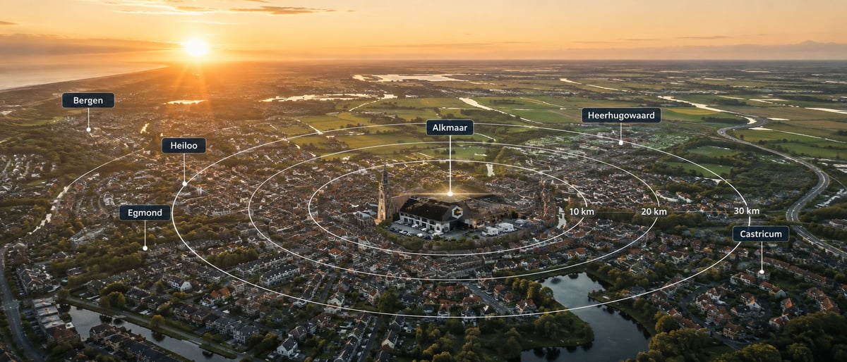 Voorbeeld lokaal werkgebied rondom Alkmaar voor lokale SEO