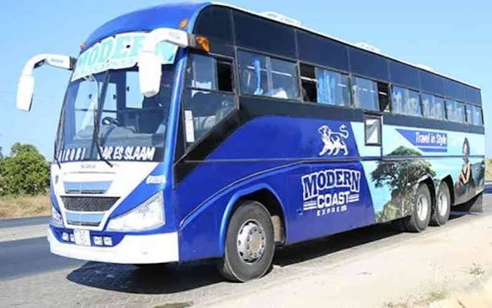 Modern Coast intercity bus parked on a roadside