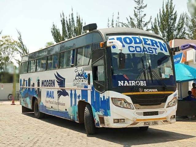 Modern Coast Scania coach at Nairobi station
