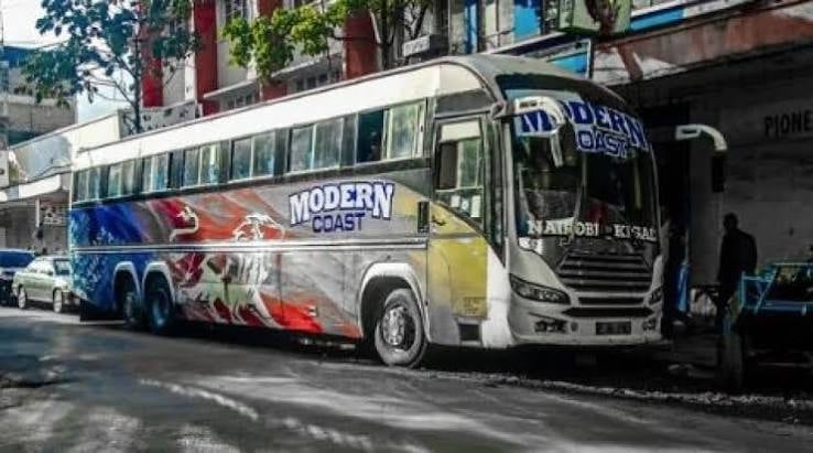 Modern Coast coach in the Kigali livery