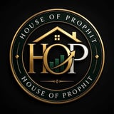 House of Prophit logo — HOP with a house icon and bar chart on a circular seal
