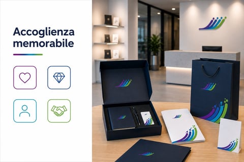 Materiali di accoglienza: welcome kit e allestimenti showroom